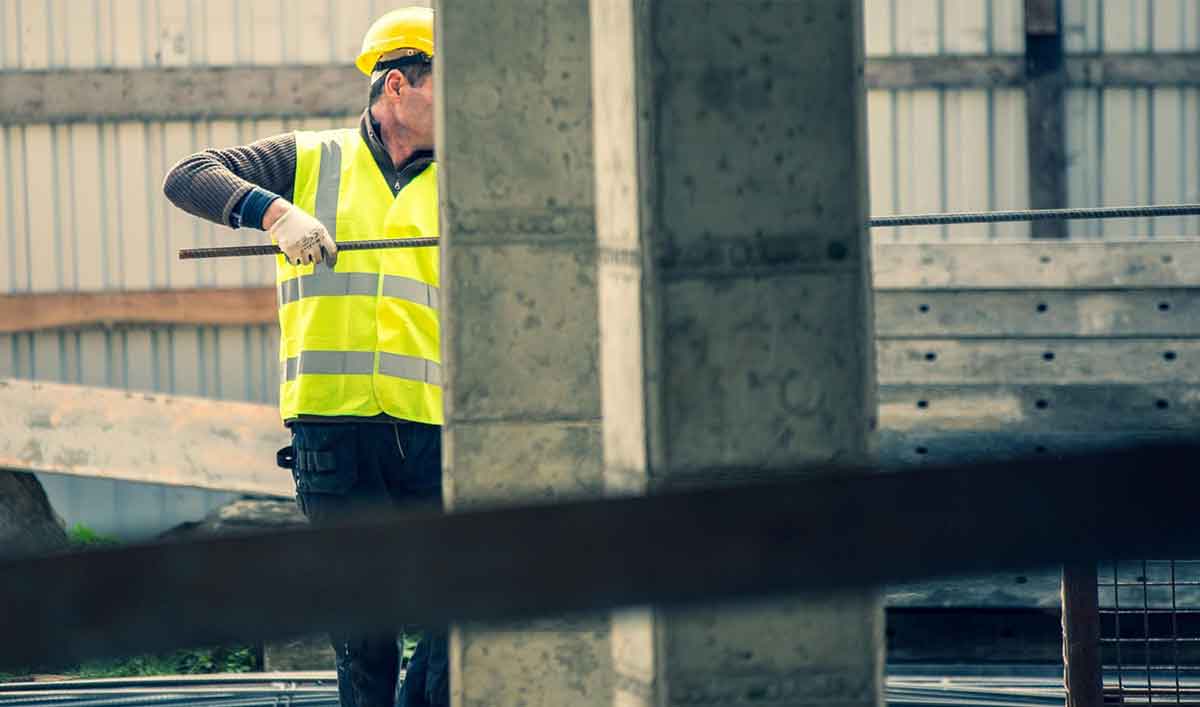 Builder on work site